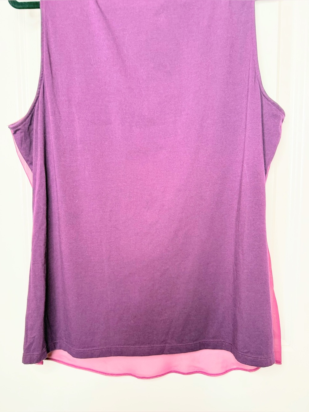 Ann Taylor XL Pink Purple Colorblock Chiffon Tank Top Sleeveless Mixed Media - Picture 7 of 7